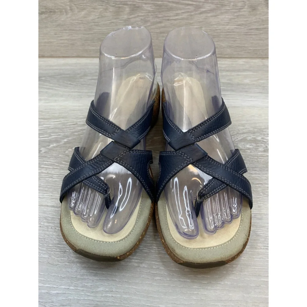 Merrell Sundial Cross Mood Indigo Blue Leather Strappy Wedge Sandals Women's 8